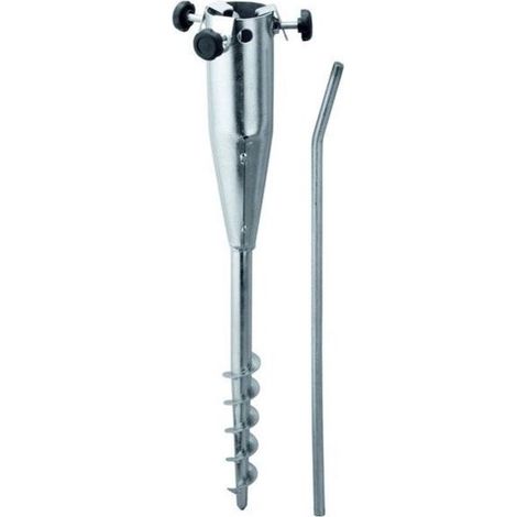 Schneider Electric – Pied de parasol à planter en acier argent – Forme tubulaire – Dimensions 19x4.5cm – Résistant aux intempéries