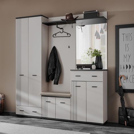 Ensemble Vestiaire 5P "Hugo" 180cm Gris & Noir (1/5)