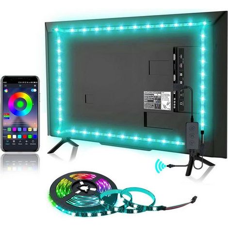 Ruban LED, Bande LED, Rétroéclairage LED pour téléviseur,Music Sync,RGB Bluetooth App,3 boutons, 4M, KINSI (1/5)