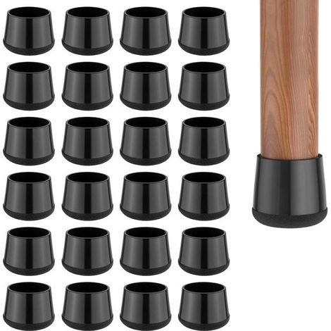 Protectores de patas de silla (24 piezas), Protectores de silicona para patas silla, pueden usar proteger suelos madera baldosas arañazos, Negro (1/5)