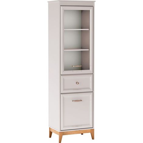Étagère Sonfera 105 , Avec des portes, Fermé, Avec tiroirs, Stratifié, Verre trempé, MDF, Le nombre de portes: 0, Nombre de tiroirs: 0, 193x55x41cm (1/5)