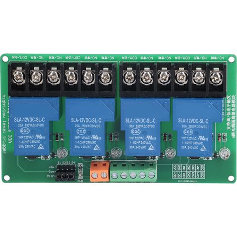 Module de relais 4 canaux 30A, courant de haut et bas niveau avec optocoupleur d'isolation 12V (1/5)