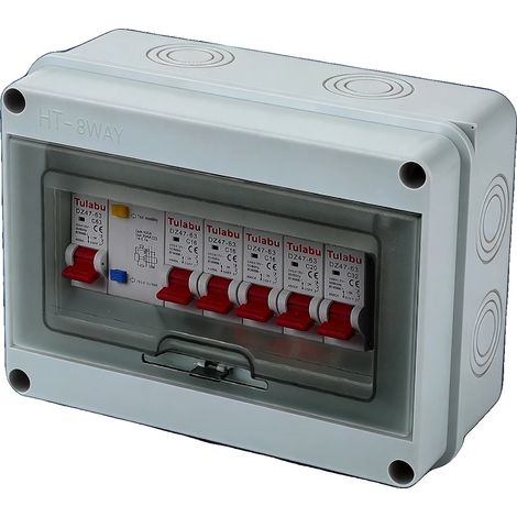 Caja de fusibles, disyuntor de 63 A, protección impermeable IP65, BLANCO (1/2)
