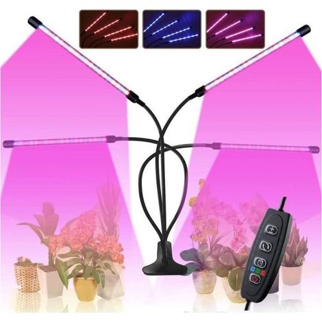 Lampe LED Horticole Croissance Floraison Grow Light avec 360° Adjustable Agrafe 3/9/12H Cycle Minuterie 3 Modes 9 Luminosité (1/4)