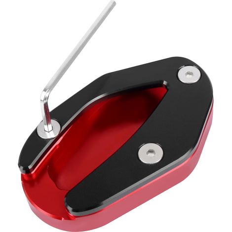 (Rouge) Plaque d'extension de béquille pour moto Bonneville T100 (2018-2020) et T120 (2016-2020) - Compatible avec les modèles T120 et T100. Coussinet de béquille latérale maxpower (1/4)