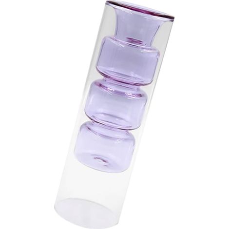 Vase en Verre à Double Couche, Vase Transparent pour Fleurs et Plantes Vertes, Décoration de Maison Jardin, Style Moderne, Simple et Élégant (1/5)