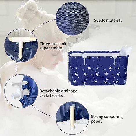 Aufblasbarer Pool, tragbare Badewanne für Erwachsene, faltbar, freistehende Duschwanne, Wellness-Badewanne für Zuhause mit aufblasbarem Kissen und Sitz (1/4)