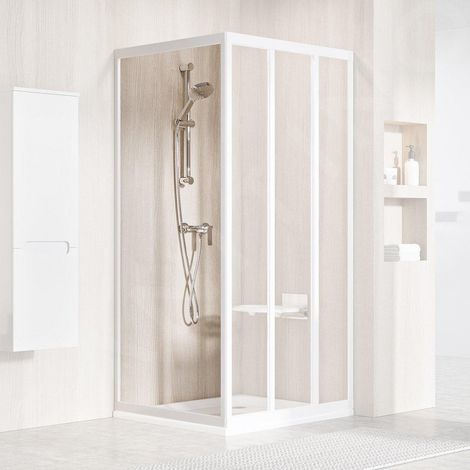 Ravak Supernova - Paroi de douche APSSS-90, 870-905 mm, blanc/verre clair 940701R2Z1 (1/4)