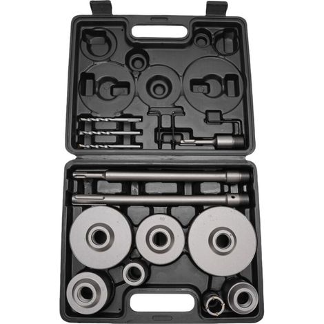 7-piece hole saw set and 3-piece electric hammer drill bits. Cutting kit for concrete, brick and cement walls, 30–110mm. (1/5)