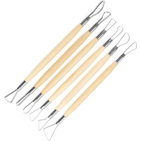 Kit de 6 outils à double extrémité pour sculpture sur argile, modelage et façonnage de poterie. (1/5)