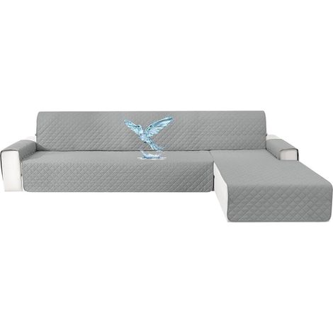 Wasserdichter L-Form Sofaüberzug 3-Sitzer, Wendbar, Rutschfest, Hellgrau (1/5)