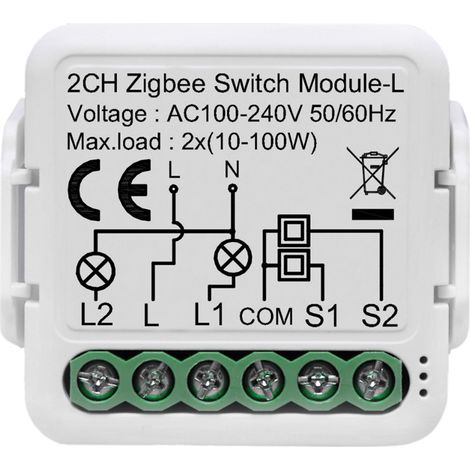 Module de commutation intelligent Tuya ZigBee Commutateur intelligent à deux canaux Module de modification de commutateur domestique intelligent Fonction de partage d'appareil mobile Contrôle à dista (1/4)