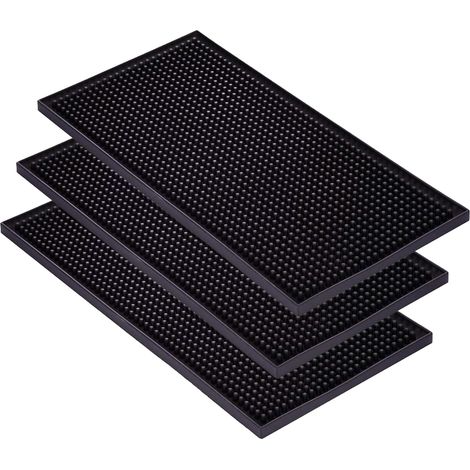 Barmatten – 3er-Set – Gummi – Rutschfest und schnelltrocknend – Für Küche und Restaurant – Schwarz, 30 x 15 cm (1/5)