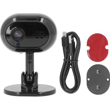 Caméra de sécurité intérieure Wifi sans fil 1080P Vision nocturne 2 voies parler Rotation à 360 degrés animal de compagnie pour la maison noir (1/5)