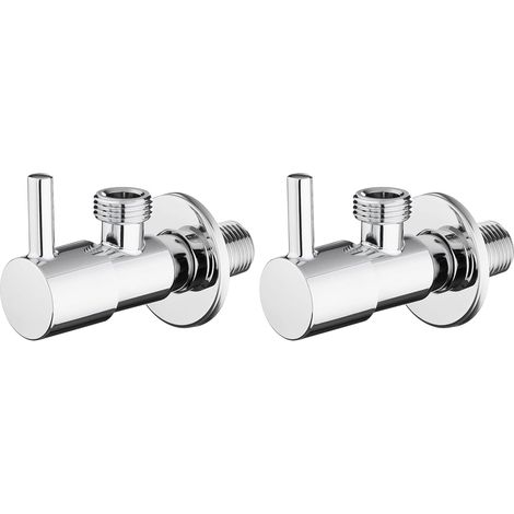Absperrventil mit Griff, Eckventil (1/2"  1/2") für Küche und Bad, Chrom (2er-Set)