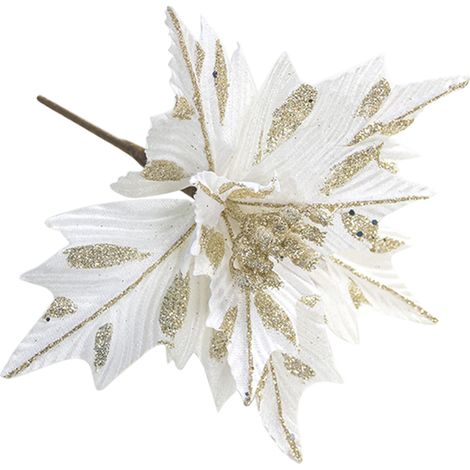Feuille déco Noël tissu métal 27x20cm ornement sapin artificiel fête décoration maison cadeau 1 pièce blanc (1/5)
