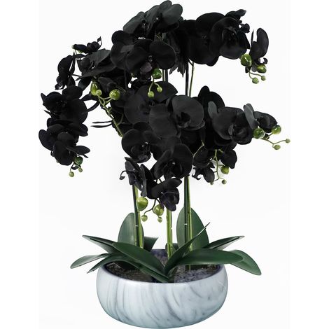 60cm Orchid Artificial Black White Ceramic Planter Premium (1/4)
