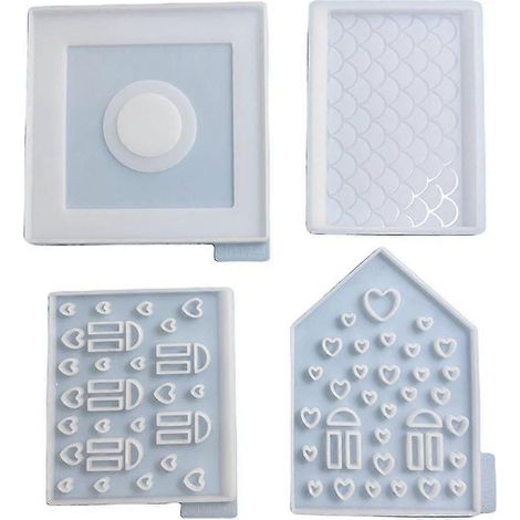 1 ensemble de moules en silicone 3D en forme de maison pour résine et béton, moule pour bougeoir en forme de maison, décoration (1/5)