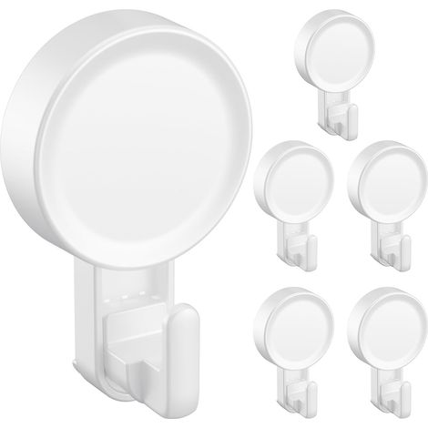 Juego con 6 ganchos de ventosa resistentes y reutilizables para toallas de baño, albornoces, paños de cocina y duchas. Cada gancho tiene una capacidad de 5 kg. (1/5)