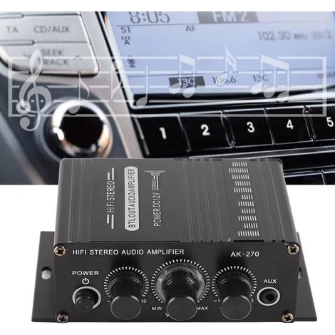 Amplificateur stéréo de, 12V Portable Clear Sound Quality Mini amplificateur, pour la Maison de Moto de Voiture (12 x 10 x 4cm) (1/5)