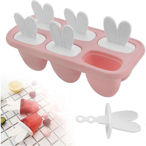 Moules à glaces à motifs de lapins, sans BPA, pour glaces maison. Moule à glace réutilisable avec bâtonnets, idéal pour les tout-petits et les enfants. (1/5)