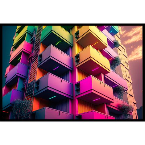 Affiche encadrée architecture colorée contemporaine (1/5)