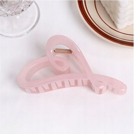 Ecarla Haarspange XL Herz Transparent 12x5cm Rosa SP371 (1/2)