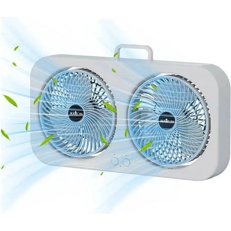 Mini Ventilateur Double Tête USB Rechargeable - 3 Vitesses, Réglage 90°, Ventilation Puissante, Portable pour Chambre/Dortoir/Plage (1/5)