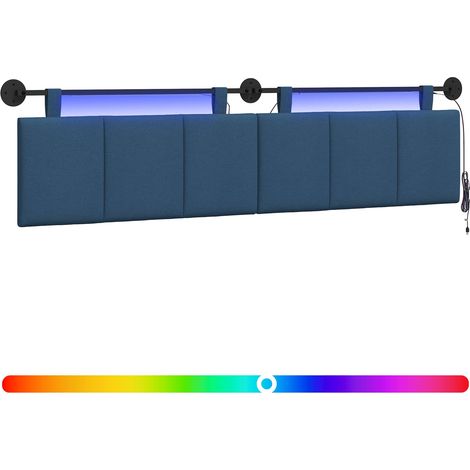 Hanging Headboard with LED Light Blue Fabric vidaXL (1/5)