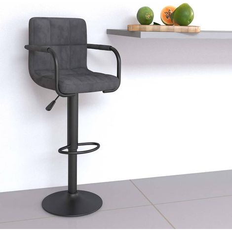 vidaXL Taburete de cocina de terciopelo gris oscuro (1/5)