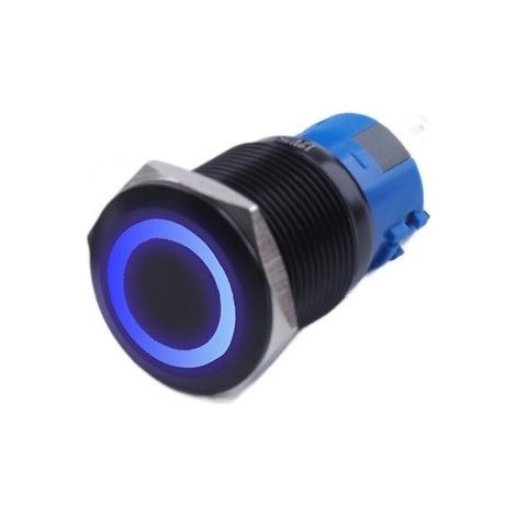 Pulsador biestable antivandálico negro 250V 5A 19x38MM azul (1/5)