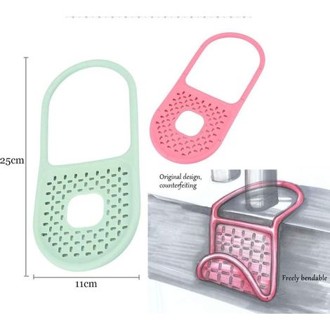 Porte Eponges Cuisine Pliables - Suspendre Panier à Eponge Evier Supports,Idéal Pour Contenir éponge,Brosse etc. (Lot de 2,Rose + Vert) (1/5)