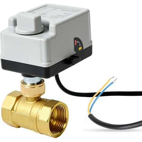Vanne Motorisee 2 Voies avec Fonction Manuelle Electrovanne 220v 3/4 eau Normalement Fermée Vanne 2 Voies à Sphere Motorisée Normalement Fermée, Electrovanne Laiton de Zone (1/5)
