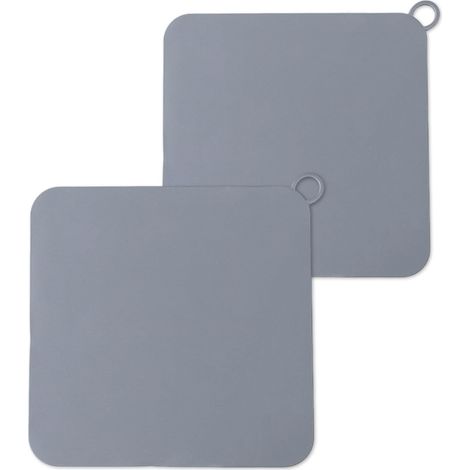 Lot de 2 bouchons de douche - 20 x 20 cm - En silicone - Carré - Anti-odeur - Pour salle de bain, WC et cuisine - Gris (1/5)