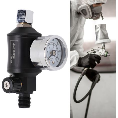 Valve de régulation de pression avec manomètre, pistolet de pulvérisation pneumatique, régulateur de pression, séparateur huile-eau, valve de régulation du pistolet de pulvérisation, filtre, entrée et (1/5)