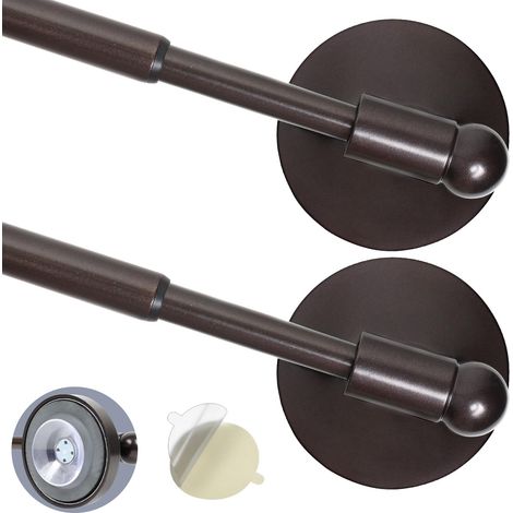 Lot de 2 tringles à rideaux magnétiques robustes pour porte en métal 40,6 à 71,1 cm bronze avec aimant puissant et ventouse (1/5)