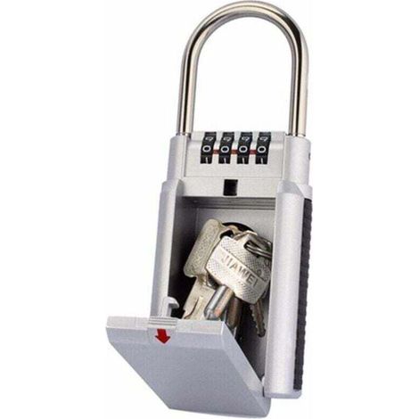 Boite a Cadenas pour Clef, Boite à Clés à Code, Coffre Combinaison de Stockage, Rangement Sécurisé - Argent (1/4)