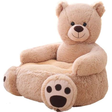 Poltrona a forma di orso, poltrona di peluche per bambini, poltrona reclinabile in cotone PP per bambini piccoli, mobili per camera da letto in peluche a forma di animale dei cartoni animati, 50 x 50 (1/5)
