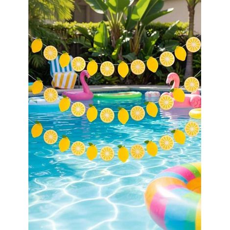 Guirlande de fleurs de citron dégradée, Bannière de citron pour anniversaire, baby shower, Décoration de stand de limonade, Pique-nique d'été intérieur/extérieur, 5 citrons artificiels (1/5)