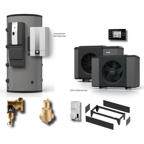 Wolf Paket CHA 10/400V Luft-Wasser-Wärmepumpe Monoblock mit E-Heizelement R290 inkl. BM-2, SPU-2-500, SPU-1-200, Zubehör