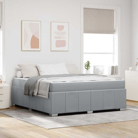 vidaXL Cadre de lit avec matelas Gris clair 180 x 200 cm tissu (1/5)