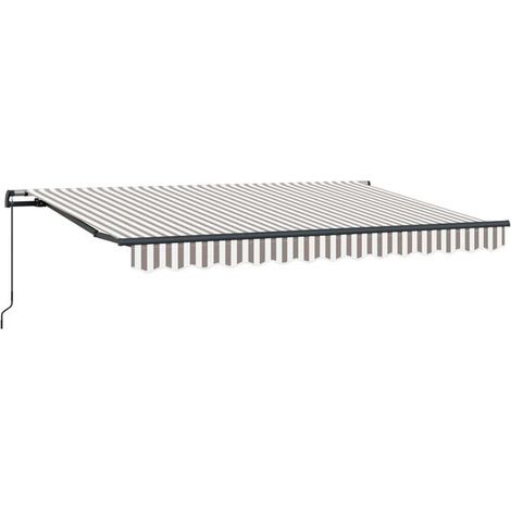 Store banne rétractable, gris clair et blanc, 400 × 350 cm (1/5)