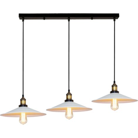 Lustre Suspension Industrielle Rétro E27 Lampe Plafonnier Créatif 3 Luminaires Suspension Luminaire Réglable - Blanc + Noir (1/5)