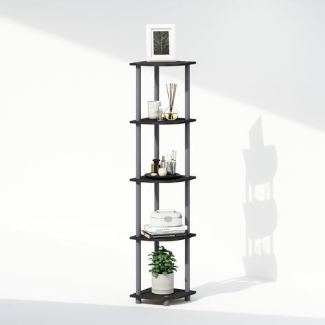 Étagère d'angle, Étagère d'exposition à 5 Niveaux, Unité de Rangement, pour Organisation et Stockage, Salon, Bureau à Domicile, Garage, Chambre, Noir Sombre (1/5)