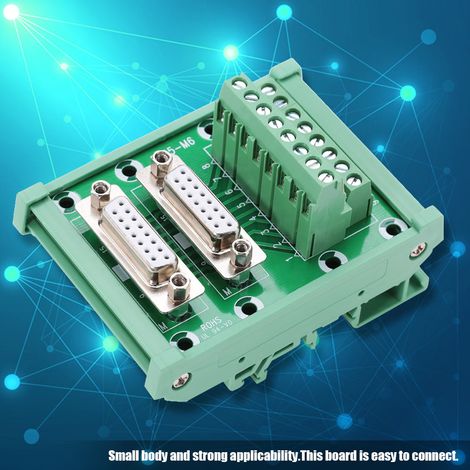 Connecteur de bornier DB15-M6 à double tête femelle pour montage sur rail DIN (1/5)