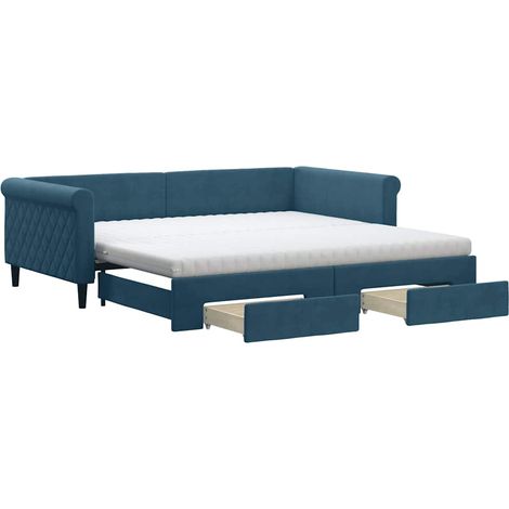 Maison Exclusive - Divano Letto Estraibile con Cassetti Blu 100x200 cm in Velluto