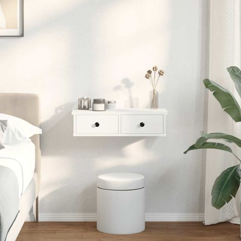 Étagère murale avec tiroirs-Étagère flottante-Étagère de rangement suspendue blanc 60x28x15 cm bois d'ingénierie 445748 (1/5)
