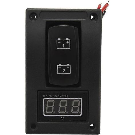 Panneau de test de batterie double LED 12-24 V avec interrupteur à bascule pour voiture, camion, bateau, voltmètre 4 broches marche-arrêt-marche (1/5)