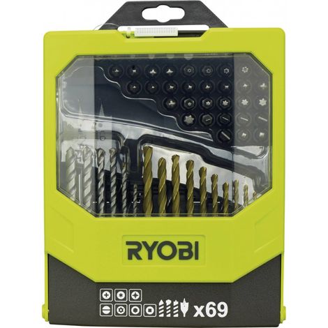127471 Juego de brocas y taladro Ryobi, 69 piezas.
