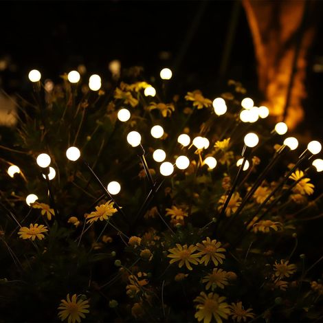 Outdoor Solar Lamps, 4 Pack 10 LED Solar Firefly Lights for Garden Balcony Solar Lamp Outdoor Garden Decoration Waterproof IP65 [Energy Class C] (Warm White) TYNDYHC